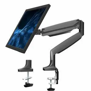 Aluminum Single Monitor Desk Mount, Pneumatic Spring Arm, Fits up to 32" Screen