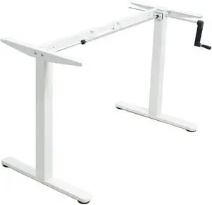 VIVO White Manual Height Adjustable Stand Up Desk Frame Crank System, Ergonomic Standing Workstation (DESK-M051MW)