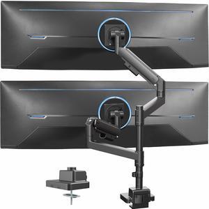 VIVO Pneumatic Arm Dual Ultrawide Monitor Desk Mount with Extension Pole