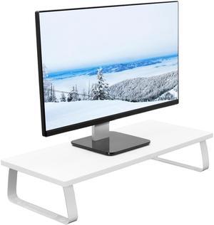 VIVO White Wood 24" Wide Desktop Stand Ergonomic TV Monitor Riser Desk Organizer