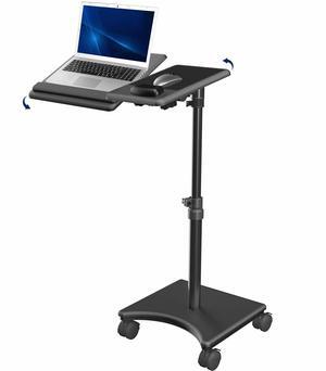 VIVO Black Laptop Cart with Extension Arm and Mouse Pad