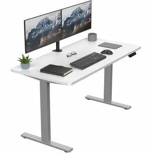 VIVO Electric 55 x 28 Stand Up Desk, White Table Top, Gray Frame