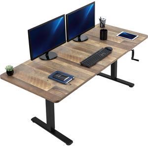 VIVO Manual 71 x 30 Stand Up Desk Workstation, Reclaimed Wood Top, Black Frame