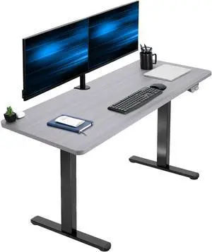 VIVO Electric 60 x 24 Stand Up Desk Workstation | Dark Gray Table Top, Black Frame