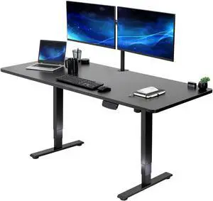 VIVO Electric 71 x 30 Standup Desk with Memory Controller, Black One-Piece Table Top, Black Frame, DESK-KIT-2E71B