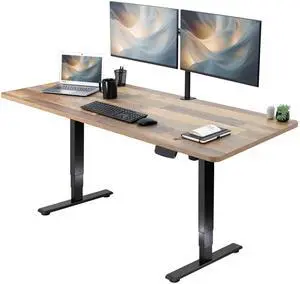 VIVO Electric 71" x 30" Stand Up Desk, Reclaimed Wood Table Top, Black Frame