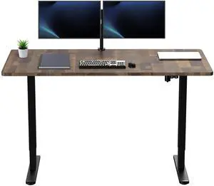 VIVO Electric 60 x 30 Stand Up Desk, Reclaimed Wood Table Top, Black Frame