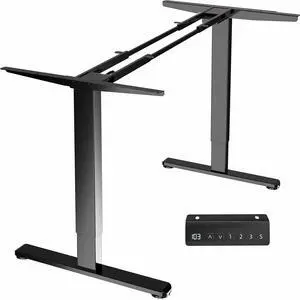 VIVO Black Electric Dual Motor 2 Stage Standing Desk Frame / Height Adjustable Workstation Desk Legs (DESK-E-200B)