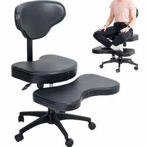 VIVO Black Cross Legged Chair with Wheels