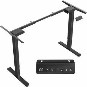 VIVO Black Electric Dual Motor Stand Up Desk Frame / Sit Stand Height Adjustable Workstation Desk Legs (DESK-V122EB)