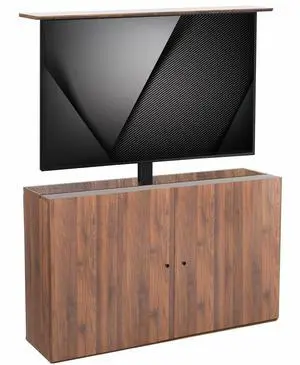 VIVO Walnut Cabinet with Motorized TV Stand, Fits 32" to 65" Screens