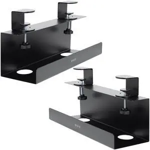 VIVO Black 17 inch Clamp-on Cable Management Power Strip Trays - 2 Pack