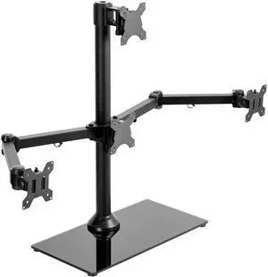 VIVO Steel Quad Freestanding Monitor Mount 3 + 1 Fully Adjustable Stand with Base | 4 Screens up to 24" (STAND-V004TG)