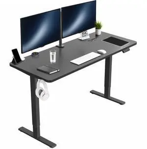 VIVO Electric 60 x 24 Stand Up Desk | Black Table Top, Black Frame