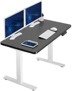 VIVO Electric 43 x 24 Stand Up Desk | Black Table Top, White Frame