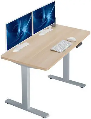 VIVO Electric 43 x 24 Stand Up Desk | Light Wood Table Top, Gray Frame
