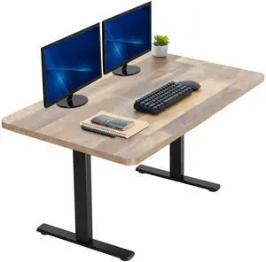 VIVO Electric 43 x 24 Stand Up Desk | Reclaimed Wood Table Top, Black Frame