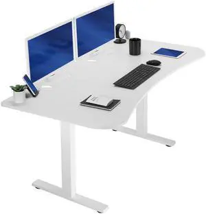 VIVO Electric 63 x 32 Stand Up Desk, White Table Top, White Frame