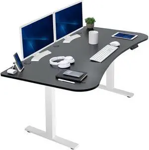 VIVO Electric 63 x 32 Standup Desk w/ Memory Controller, Black Carbon Fiber Table Top, White Frame (DESK-KIT-1W1R)