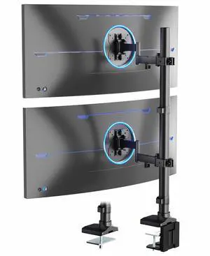 VIVO Dual Vertically Stacked Ultra Wide Monitor Mount, Extra Tall Adjustable Stand, Fits up to 43" Screens (STAND-V202T)
