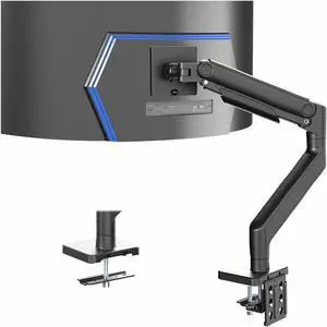 VIVO Black Pneumatic Arm Computer Monitor Desk Mount, Fits Ultrawides up to 49", (STAND-V101V)