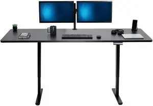 VIVO Electric Dual Motor 83 x 30 Standing Desk, Black Top, Black Frame VIVO Electric Dual Motor 83 x 30 Standing Desk, Black Top, Black Frame