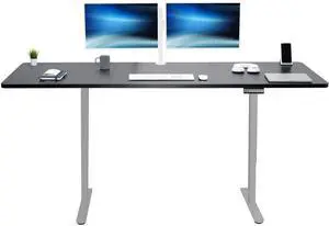 VIVO Electric Dual Motor 83 x 30 Standing Desk, Black Top, Gray Frame VIVO Electric Dual Motor 83 x 30 Standing Desk, Black Top, Gray Frame