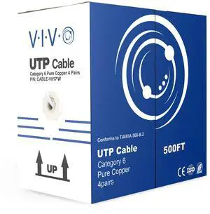 VIVO White 500ft Bulk Cat6 Full Copper Indoor LAN Ethernet Cable | UTP Pull Box VIVO White 500ft Bulk Cat6 Full Copper Indoor LAN Ethernet Cable | UTP Pull Box