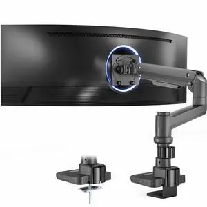 Single Ultra Wide Monitor Pneumatic Spring Desk Mount Stand, Max VESA 100x100 Single Ultra Wide Monitor Pneumatic Spring Desk Mount Stand, Max VESA 100x100