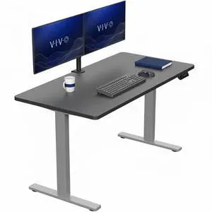 VIVO Electric 55 x 28 Stand Up Desk, Black Table Top, Gray Frame VIVO Electric 55 x 28 Stand Up Desk, Black Table Top, Gray Frame