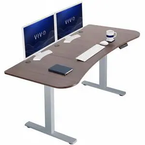 VIVO Electric 63 x 32 Stand Up Desk, Dark Walnut Table Top, Gray Frame VIVO Electric 63 x 32 Stand Up Desk, Dark Walnut Table Top, Gray Frame