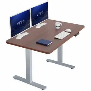 VIVO Electric 48" x 30" Stand Up Desk, Dark Walnut Table Top, Gray Frame VIVO Electric 48" x 30" Stand Up Desk, Dark Walnut Table Top, Gray Frame