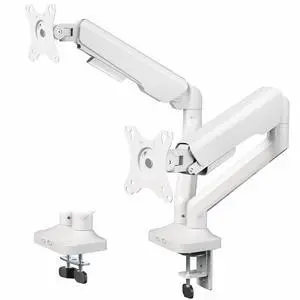 VIVO Pneumatic Arm White Dual Ultrawide Monitor Desk Mount, Up to 35" Screens VIVO Pneumatic Arm White Dual Ultrawide Monitor Desk Mount, Up to 35" Screens