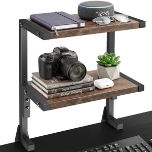 VIVO Vintage Brown Clamp-on 13" Above or Below Desk 2-Tier Shelving Unit VIVO Vintage Brown Clamp-on 13" Above or Below Desk 2-Tier Shelving Unit
