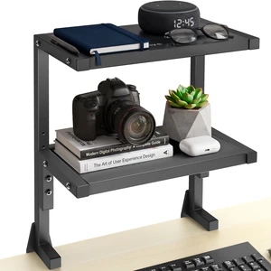 VIVO Black Clamp-on 13" Above or Below Desk 2-Tier Shelving Unit, Desk Organizer VIVO Black Clamp-on 13" Above or Below Desk 2-Tier Shelving Unit, Desk Organizer
