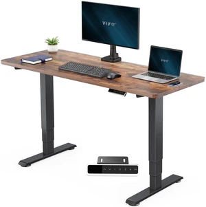 VIVO PRO 2-Motor 60 x 24 Standing Desk, 1-Piece Vintage Brown Top, Black Frame VIVO PRO 2-Motor 60 x 24 Standing Desk, 1-Piece Vintage Brown Top, Black Frame