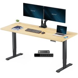 VIVO PRO 2-Motor 71 x 30 Standing Desk, 1-Piece Light Wood Top, Black Frame VIVO PRO 2-Motor 71 x 30 Standing Desk, 1-Piece Light Wood Top, Black Frame