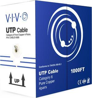 VIVO Grey 1,000ft bulk Cat6 Ethernet Cable 23 AWG / Wire UTP Pull Box 1000 ft Cat-6 Copper (CABLE-V009)