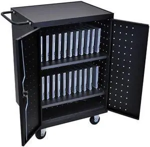 Luxor Black 24 Laptop Computer Charging Cart