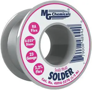 MG Chemicals 4894-227G - 60/40 Tin Lead Solder, Rosin Core, 0.025' Diameter, 0.5 Pound