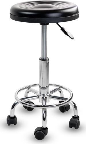 Mount-It! Adjustable Rolling Spa Stool [Leather Cushion] Hydraulic Swivel Chair with Wheels