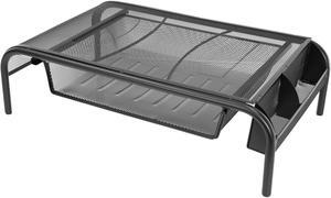 Mount-It! Metal Mesh Monitor Stand Riser with Pullout Drawer | 32" Max Screen Size