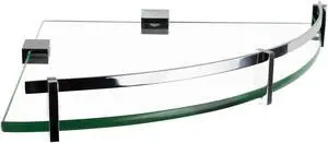Mount-It! Corner Glass Shelf with Chrome Rail