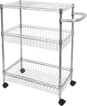 Mount-It! 3-Tier Rolling Utility Cart | Silver