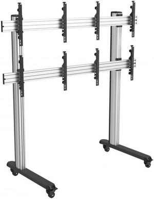Mount-It! 2x2 Quad-Display Cart Stand with Locking Casters