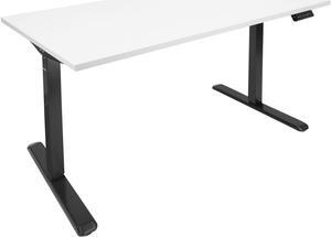 Mount-It! Electric Standing Black Desk Frame with Extra-Wide White Tabletop