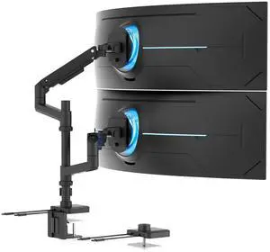 Mount-It! ProFlex Adjustable Heavy-Duty Dual Monitor Mount with Pole & Gas Spring Arms, Fits 17" 49" Ultrawide Screens, Black