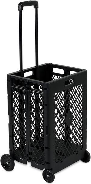 Mount-It! Mesh Rolling Utility Cart | Folding and Collapsible Hand Crate on Wheels | 55 Lbs Capacity