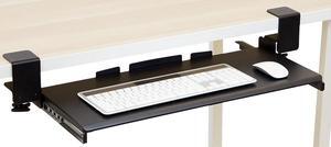 Mount-It! Clamp Keyboard Tray | Pull Out Keyboard and Mouse Platform with No-Drill Easy Installation | 27 Inch Wide