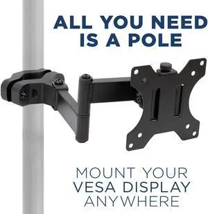Mount-It! Universal VESA Pole Mount with Articulating Arm | Fits 17 to 32 inch Monitors